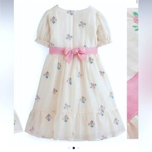 Mini Boden Cream and Blue Puff Sleeve Sundress